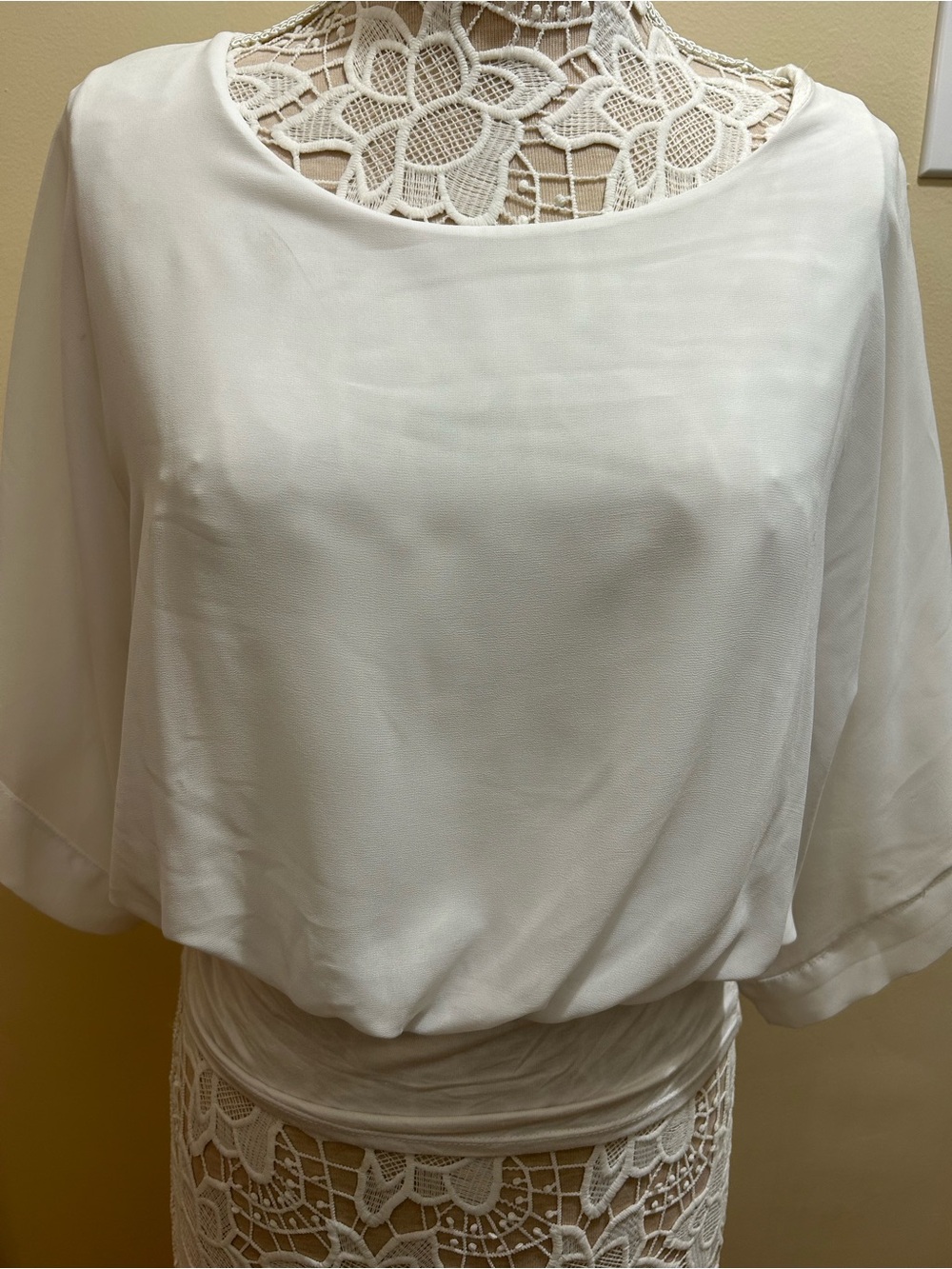 JOSEPH A XL White Dolman Sleeve Sheer Blouse